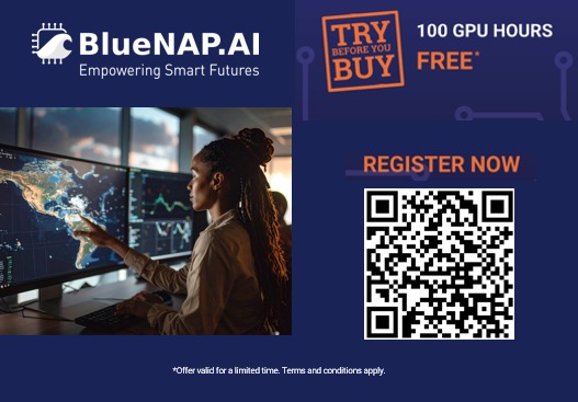 BlueNAP.AI – Empowering Smart Futures: try before you buy, 100 GPU hours free. Register now.